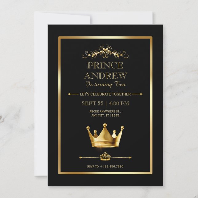 Invitation Anniversaire de Prince (Devant)