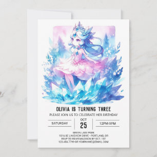 Invitation Anniversaire de princesse personnalisé pastel