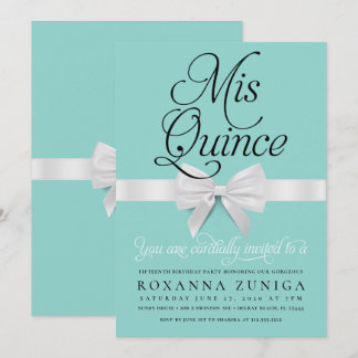 Invitation Anniversaire de Quinceanera Bleu Élégant