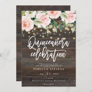 Invitation anniversaire de quinceanera en bois rustique