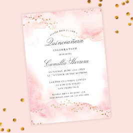 Invitation Anniversaire de Quinceañera en or rose élégant