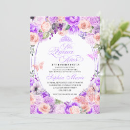 Invitation Anniversaire de Quinceanera florale rose et violet