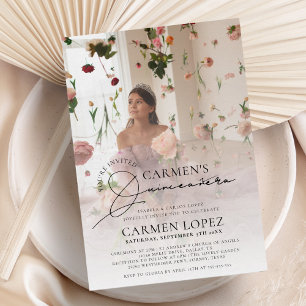 Invitation Anniversaire de Quinceanera Photo Moderne Tendance