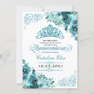 Invitation Anniversaire de Quinceanera Turquoise
