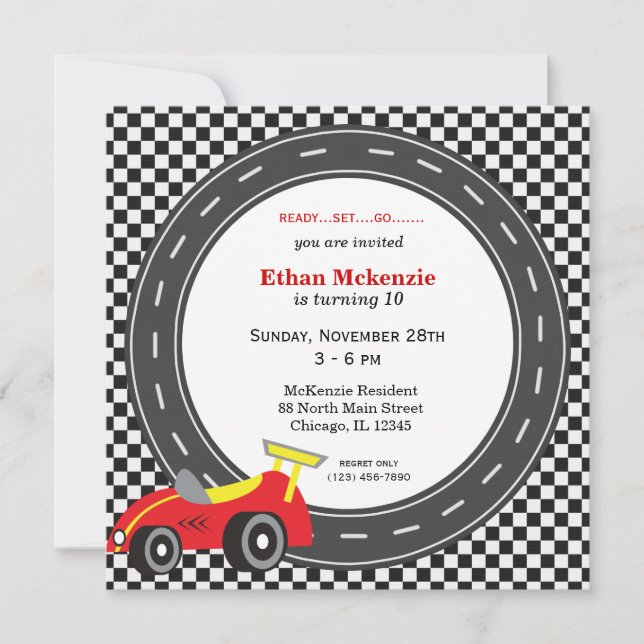 Invitation Anniversaire de Racecar (Devant)