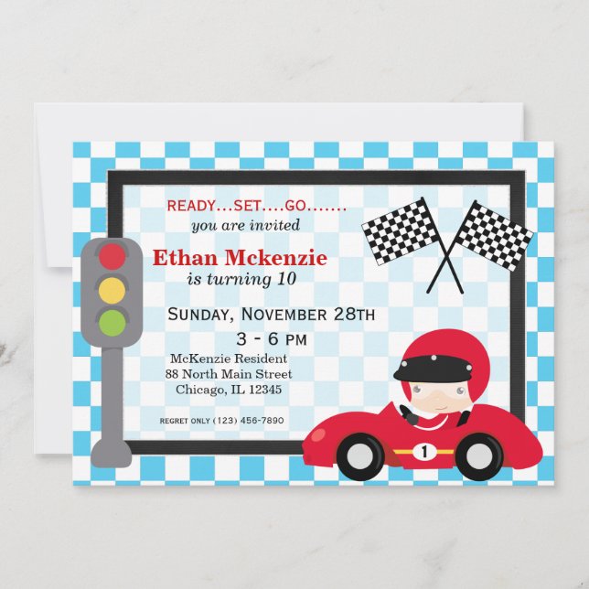 Invitation Anniversaire de Racecar (Devant)