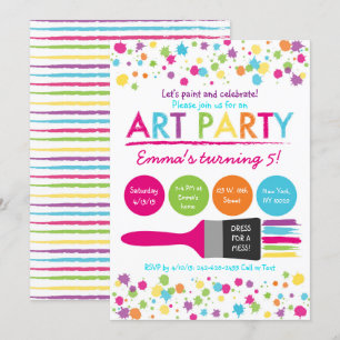 Invitation Anniversaire de Rainbow Art Party