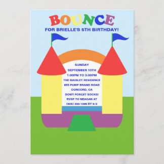 Invitation Anniversaire de Rainbow Bounce Boundge House