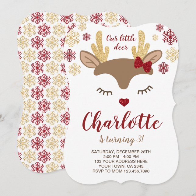 Invitation Anniversaire de Reindee (Devant / Derrière)