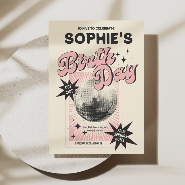 Invitation Anniversaire de Retro Disco (Retro Disco Birthday Invitation)