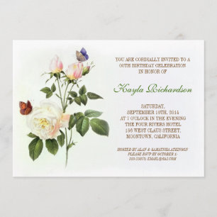 Invitation anniversaire de rose blanc de victorian