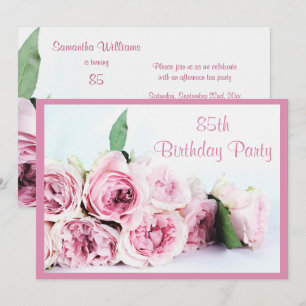 Invitation Anniversaire de roses roses romantiques 85th