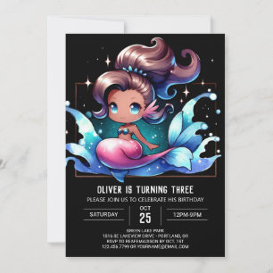 Invitation Anniversaire de Sirène Fun Pastel