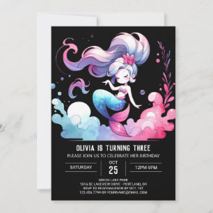 Invitation Anniversaire de Sirène Rêveuse sous la Mer