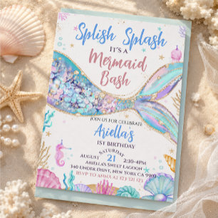 Invitation anniversaire de sirène sous l'eau