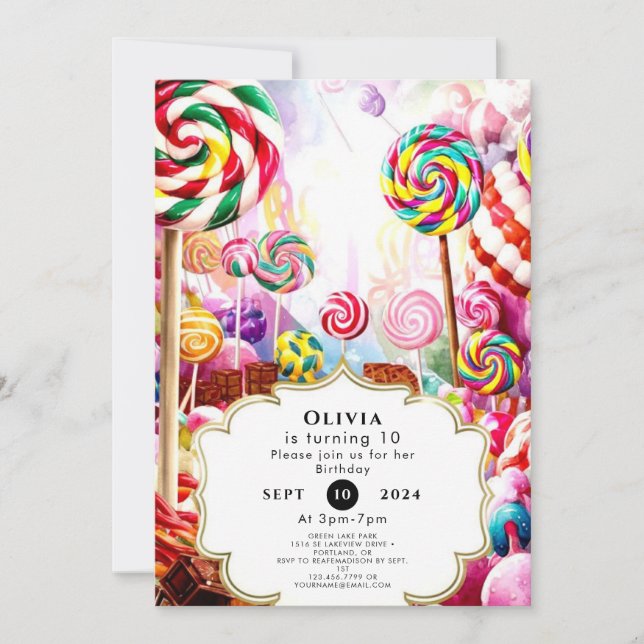 Invitation Anniversaire de Sparkling Pastel Candyland (Devant)