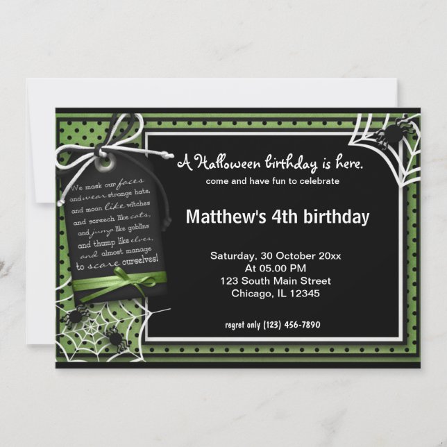 Invitation Anniversaire de Spider Halloween (Devant)