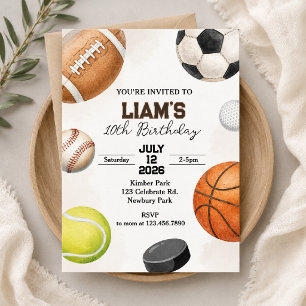 Invitation Anniversaire de sport Fête d'anniversaire de tou