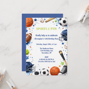 Invitation Anniversaire de sport pour garçons