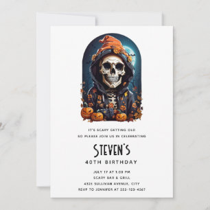 Invitation Anniversaire de Squelette Effrayant avec des Citro