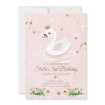 Invitation Anniversaire de Swan Girl Princess Pink