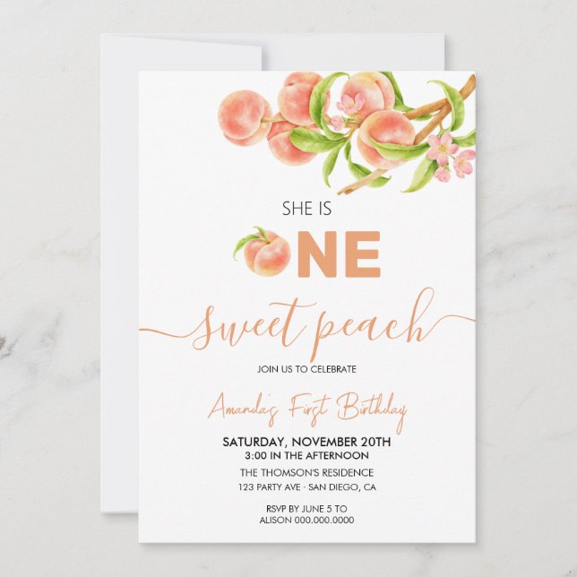 Invitation Anniversaire de Sweet Peach (Devant)