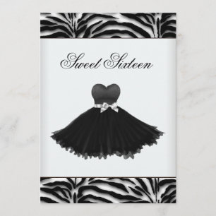 Invitation Anniversaire de sweet sixteen de zèbre de lustre