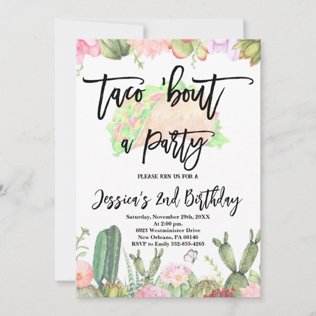 Invitation Anniversaire de Taco’Bout, fête de Taco (Devant)