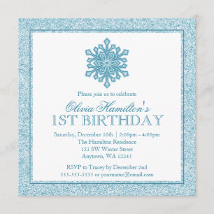 Invitation Anniversaire de Teal de flocon de neige