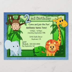 Invitation Anniversaire de thème de jungle 2ème