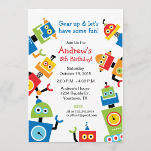 Invitation Anniversaire de thème de partie de robot