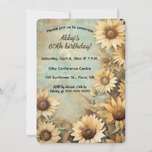 Invitation Anniversaire de tournesol modifiable
