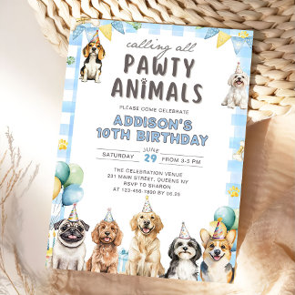 Invitation Anniversaire de tous les animaux de Pawty appelant