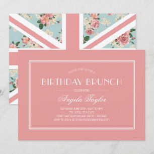 Invitation Anniversaire de Union Jack en Rose