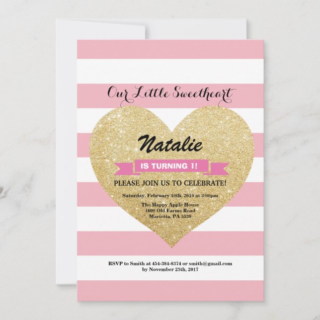 Invitation Anniversaire de Valentine notre petit amoureux (Devant)