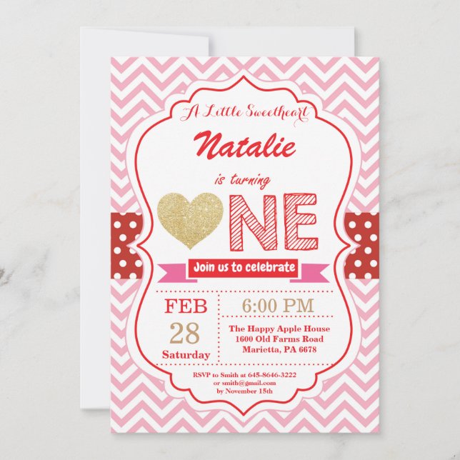 Invitation Anniversaire de Valentine notre petit amoureux (Devant)