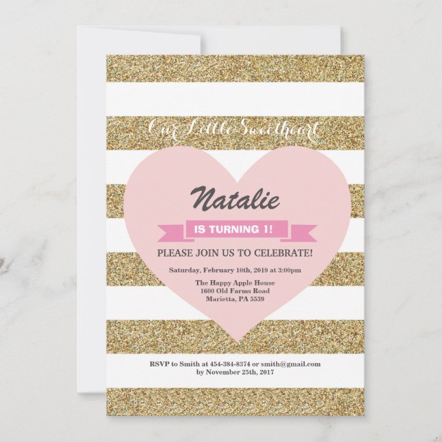 Invitation Anniversaire de Valentine notre petit amoureux (Devant)