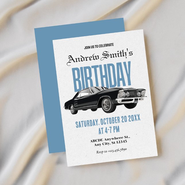 Invitation Anniversaire de voiture Classic Retro (Créateur téléchargé)