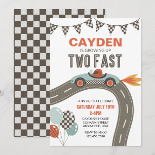 Invitation Anniversaire de voiture de course rapide deux
