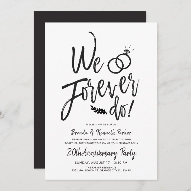 Invitation Anniversaire de We Forever Do| Vow Renewal Script (Devant / Derrière)