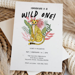 Invitation Anniversaire de Wild One Cheetah Enfants
