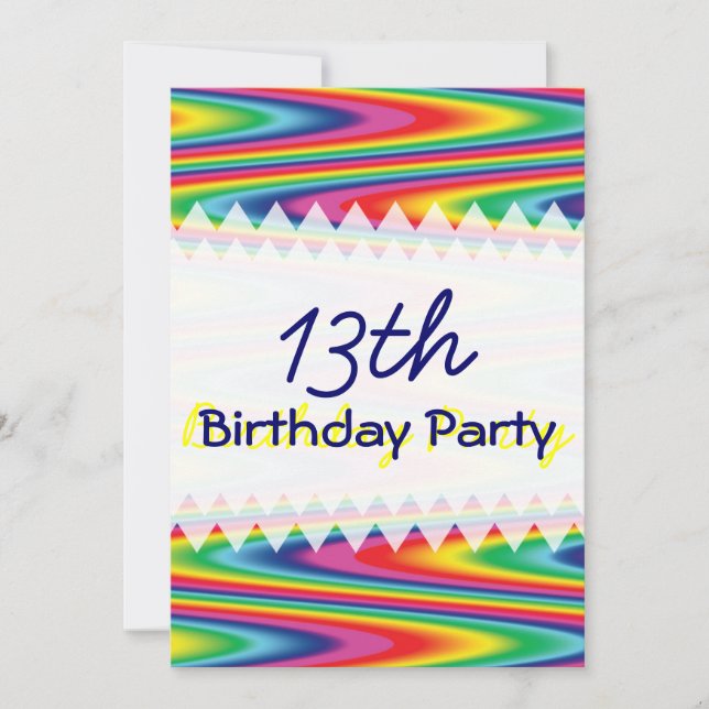 Invitation Anniversaire de Zig Zag Rainbow (Devant)