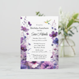 Invitation Anniversaire Déjeuner Purple Hibiscus Fleur