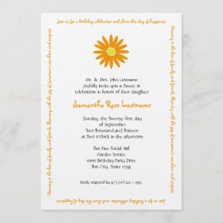 Invitation Anniversaire délicieux Message de la marguerite do