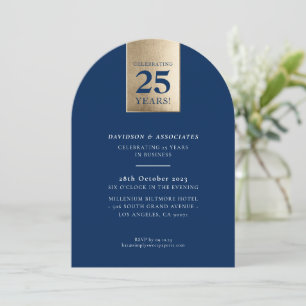 Invitation ANNIVERSAIRE D'ENTREPRISE luxe affaires marine or