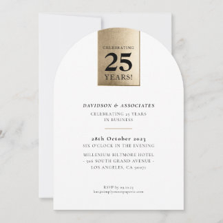 Invitation ANNIVERSAIRE D'ENTREPRISE luxe affaires or noir