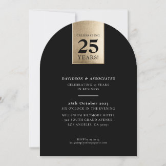Invitation ANNIVERSAIRE D'ENTREPRISE luxe affaires or noir