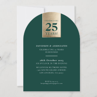 Invitation ANNIVERSAIRE D'ENTREPRISE luxe affaires vert or