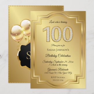 Invitation Anniversaire des 100 ans de Gold & Diamonds