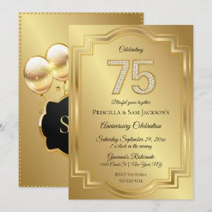Invitation Anniversaire des 75 ans Or & Diamants